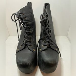 Jeffrey Campbell Lita Black Leather Platform ankle boot